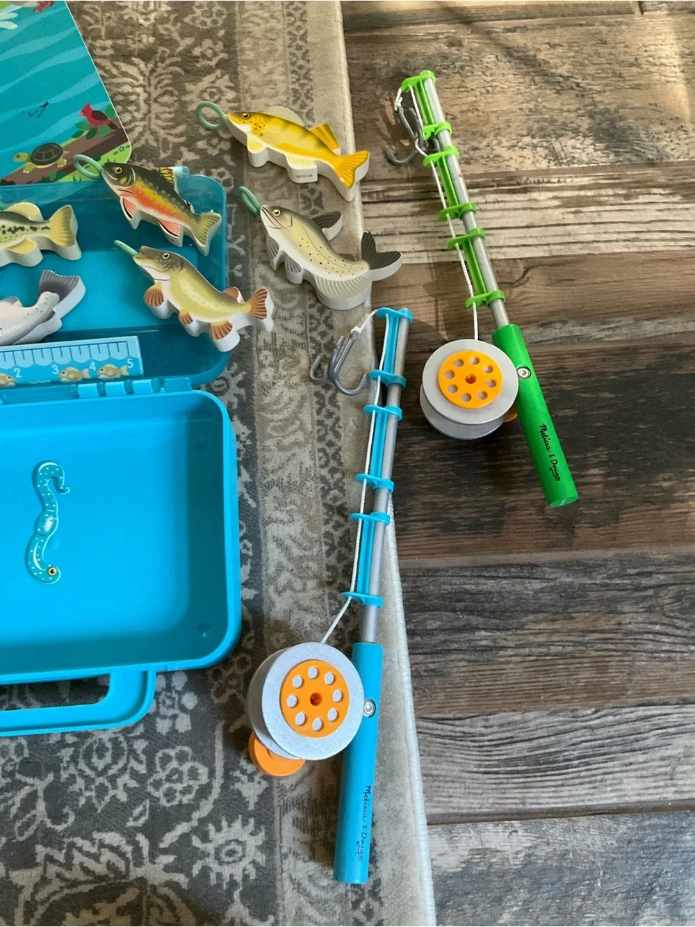 Melissa & Doug Bright Turquoise Kids Fishing Tackle Playset